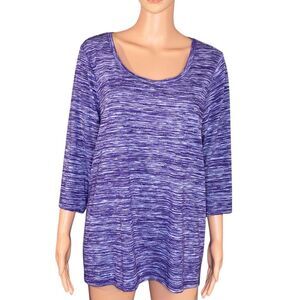 Studio Works Purple Knit Tee 3-4 Sleeve U Neckline Plus Size Womens Size 2X